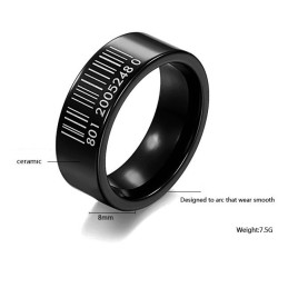 Världsomspännande Svart Streckkodsvolframkeramisk Ring