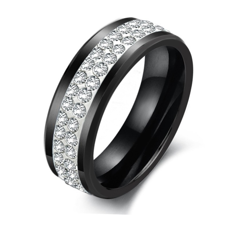 Pålitlig Prestanda Svart Volframkeramisk Ring Med Strass Pålitlig Prestanda Svart Volframkeramisk Ring Med Strass