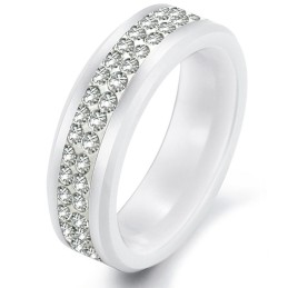 Högkvalitativ Vit Volframkeramikring Med Strass