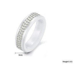Högkvalitativ Vit Volframkeramikring Med Strass