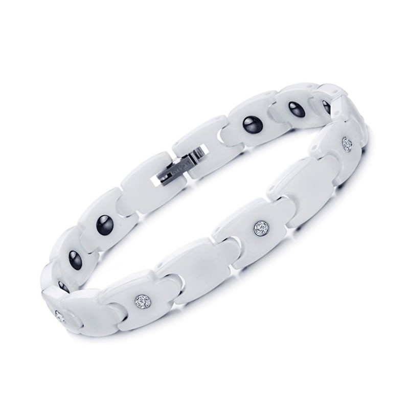 Kvalitets- Och Kvantitetsgaranterat Vitt Volframkeramiskt Armband Med Strass Kvalitets- Och Kvantitetsgaranterat Vitt Volframkeramiskt Armband Med Strass
