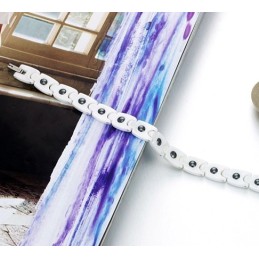 Kvalitets- Och Kvantitetsgaranterat Vitt Volframkeramiskt Armband Med Strass