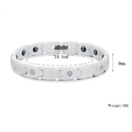 Kvalitets- Och Kvantitetsgaranterat Vitt Volframkeramiskt Armband Med Strass