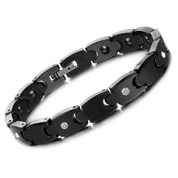 Högkvalitativt Svart Volframkeramiskt Armband Med Strass