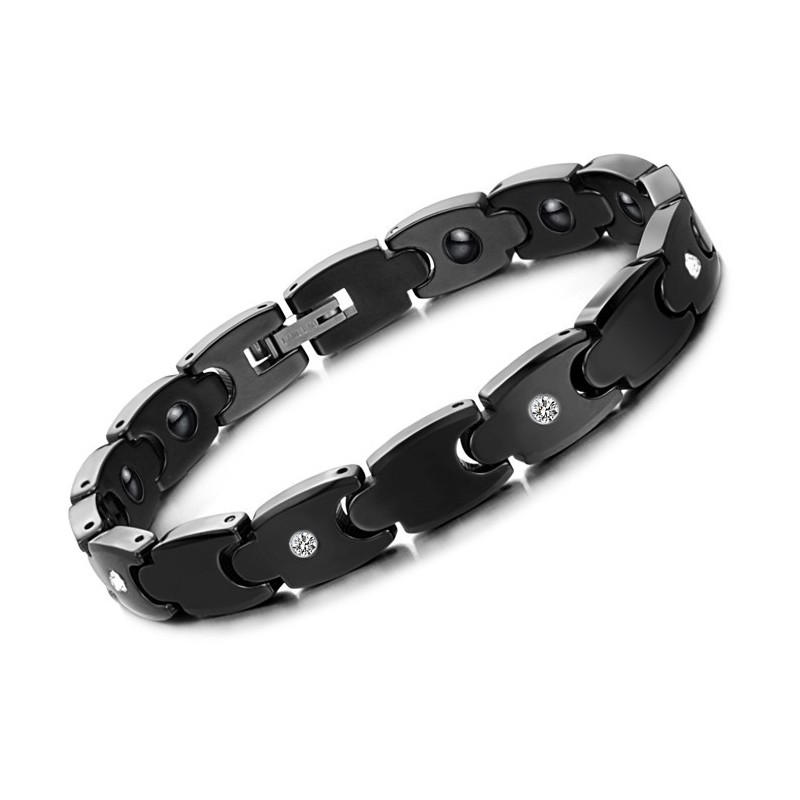 Högkvalitativt Svart Volframkeramiskt Armband Med Strass