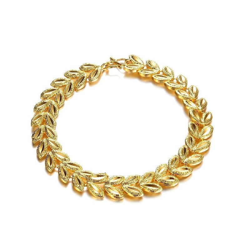Högkvalitativt Armband För Kvinnor I 18K Guld Med Bladform Högkvalitativt Armband För Kvinnor I 18K Guld Med Bladform