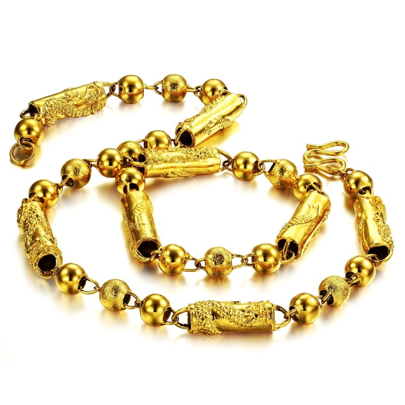 Högkvalitativt Halsband Med Manligt Drakemönster I 18 Karat Guld Högkvalitativt Halsband Med Manligt Drakemönster I 18 Karat Guld
