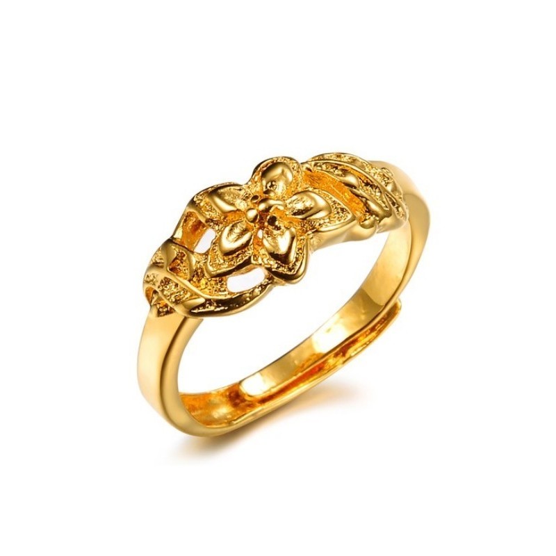 Högkvalitativ Ring För Kvinnor Med Blommönster I 18 Karat Guld Högkvalitativ Ring För Kvinnor Med Blommönster I 18 Karat Guld