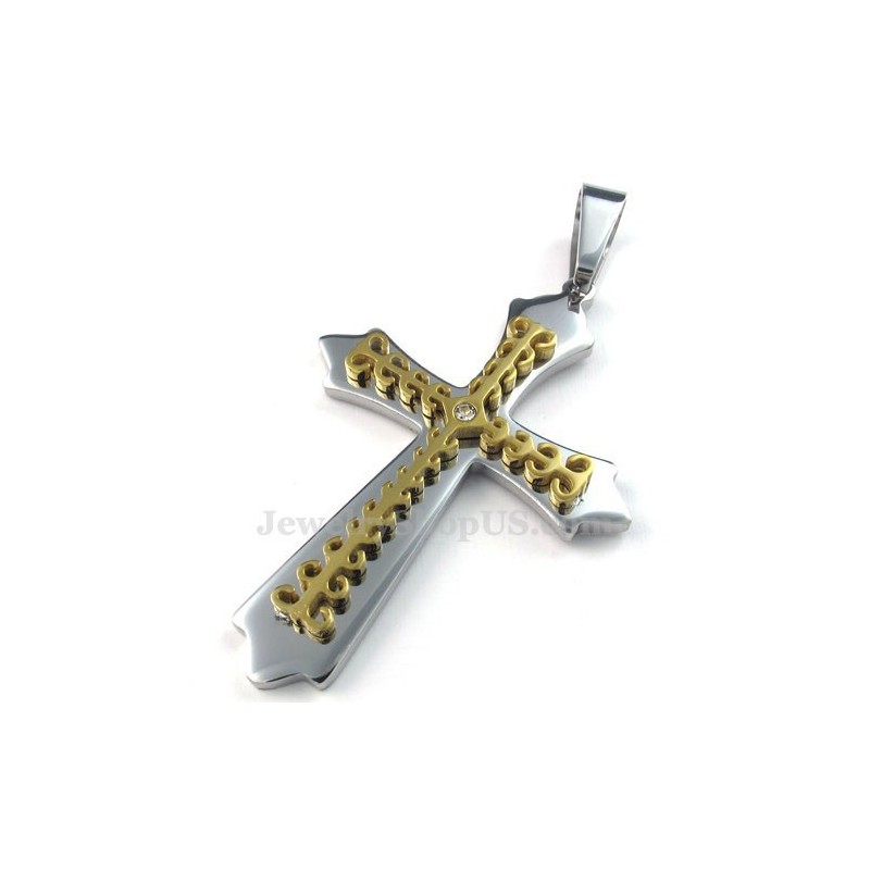 Halsband Med Korshänge I Guld I Titan (Gratis Kedja) Halsband Med Korshänge I Guld I Titan (Gratis Kedja)