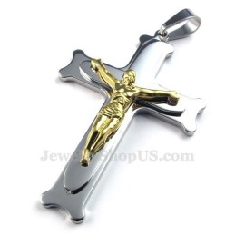 Jesus Titan Silver Kors Hänge Halsband (Gratis Kedja)