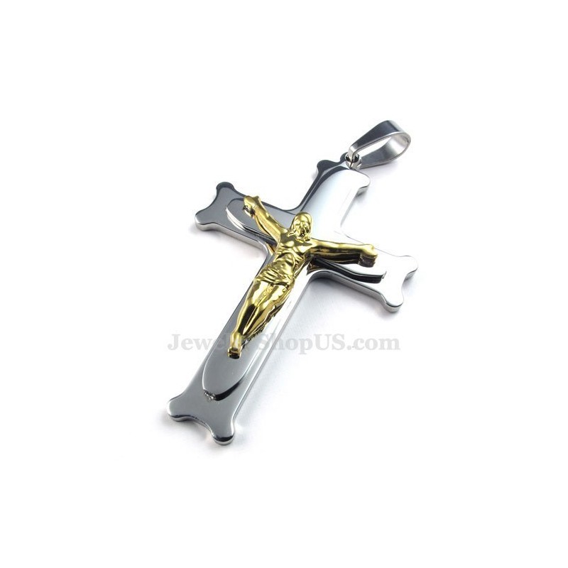 Jesus Titan Silver Kors Hänge Halsband (Gratis Kedja) Jesus Titan Silver Kors Hänge Halsband (Gratis Kedja)