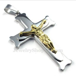 Jesus Titan Silver Kors Hänge Halsband (Gratis Kedja)