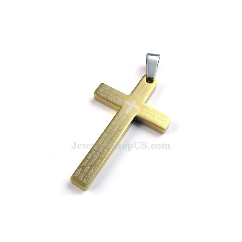 Halsband Med Titanhänge I Guld Med Kors I Bibeln (Gratis Kedja) Halsband Med Titanhänge I Guld Med Kors I Bibeln (Gratis Kedja)