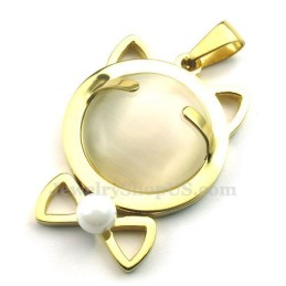 Halsband Med Kattögon I Titan I Guld (Gratis Kedja)