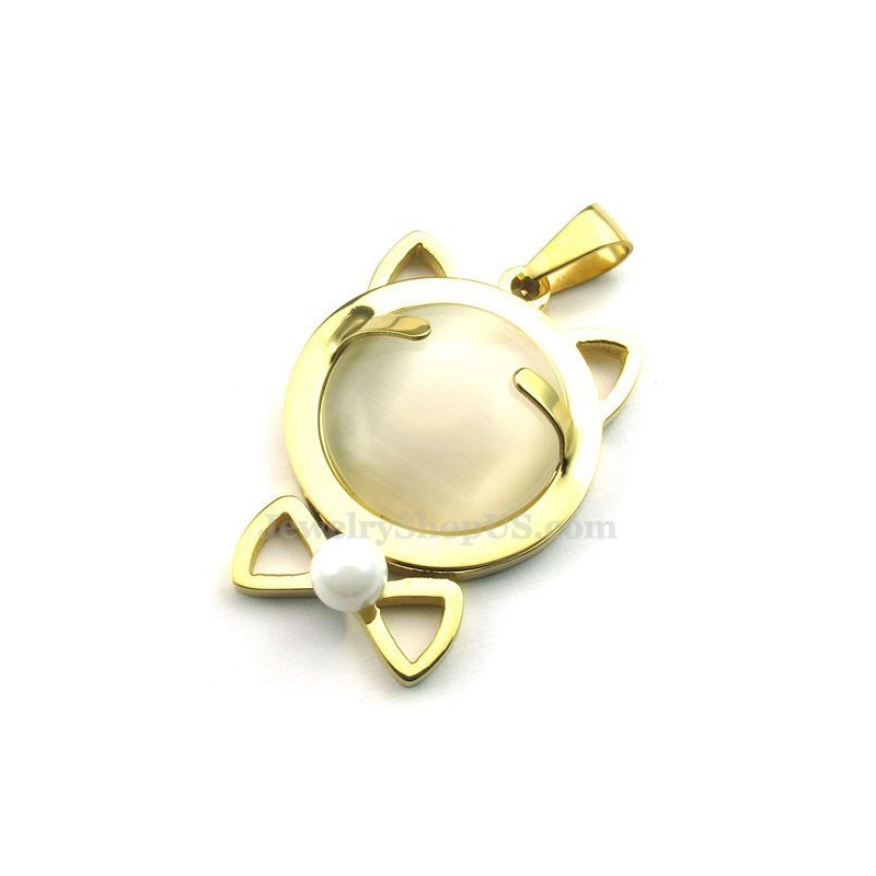 Halsband Med Kattögon I Titan I Guld (Gratis Kedja) Halsband Med Kattögon I Titan I Guld (Gratis Kedja)