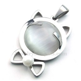 Silver Titan Cat Eye Halsband (Gratis Kedja)