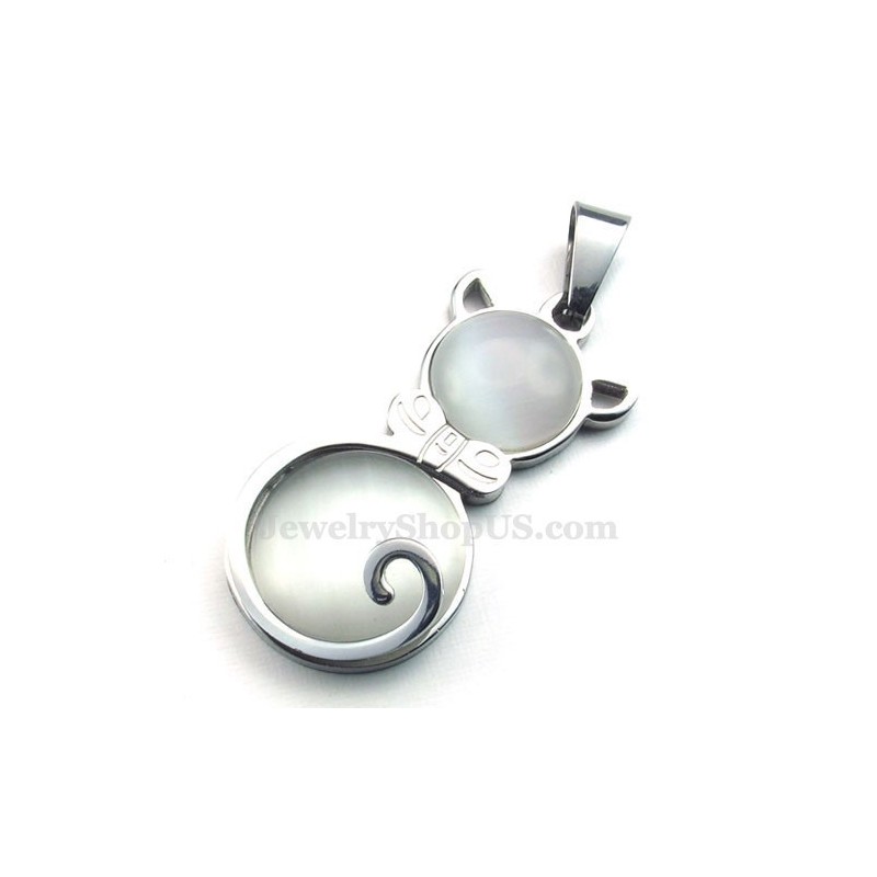 Silver Cat Eye Titanhänge Halsband (Gratis Kedja) Silver Cat Eye Titanhänge Halsband (Gratis Kedja)