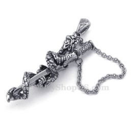 Halsband Med Draksvärd Och Titanhänge (Gratis Kedja)
