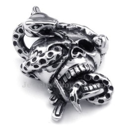 Titanhalsband Med Skalle Och Ormhänge (Gratis Kedja)