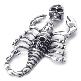 Herrhalsband Med Titanhänge Och Dödskalle Och Skorpion (Gratis Kedja)