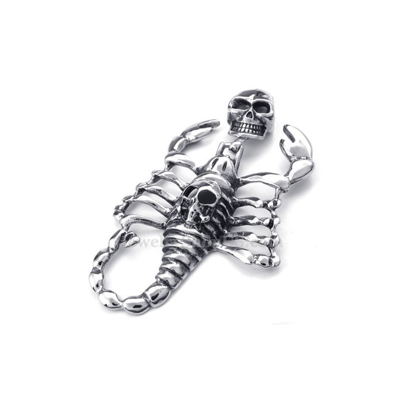 Herrhalsband Med Titanhänge Och Dödskalle Och Skorpion (Gratis Kedja) Herrhalsband Med Titanhänge Och Dödskalle Och Skorpion (Gratis Kedja)