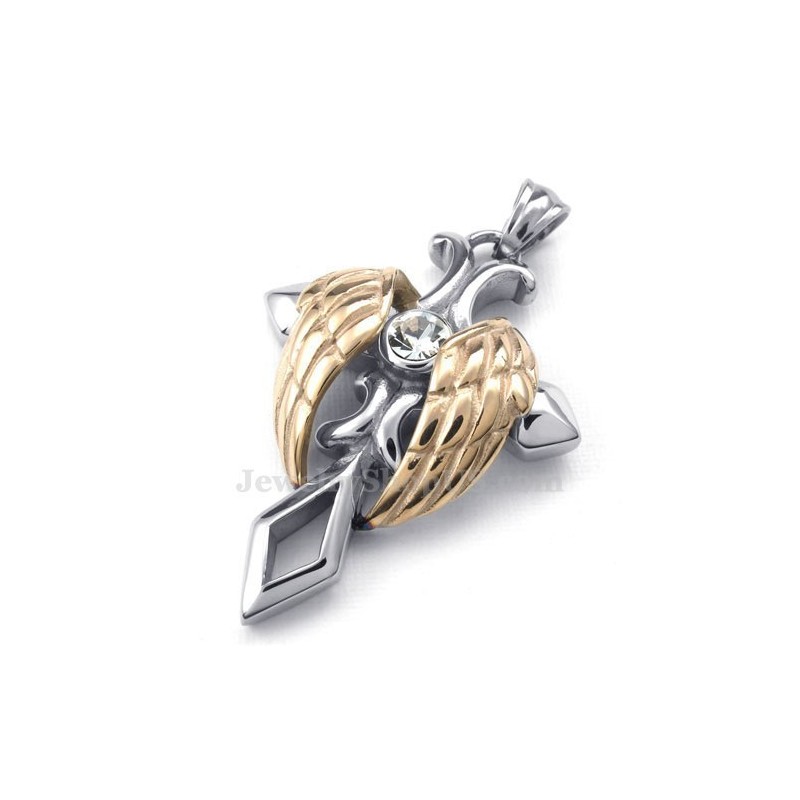 Halsband Med Korshänge I Roséguld Med Änglavingar Och Titan (Gratis Kedja) Halsband Med Korshänge I Roséguld Med Änglavingar Och Titan (Gratis Kedja)