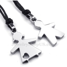 Hans & Hennes Silver Titanhänge Halsband (Gratis Kedja) (Ett Par)