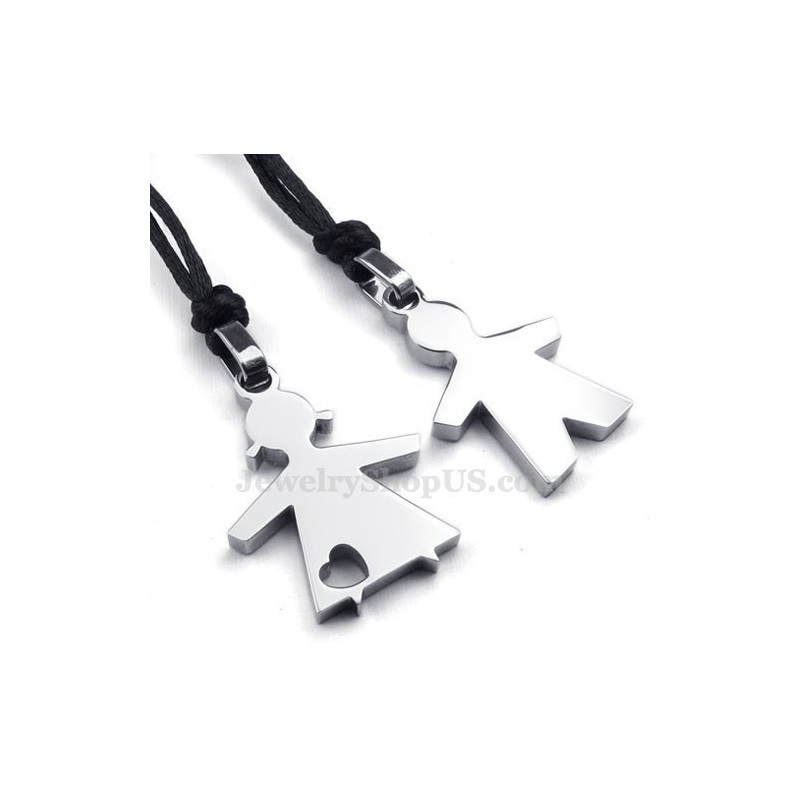 Hans & Hennes Silver Titanhänge Halsband (Gratis Kedja) (Ett Par) Hans & Hennes Silver Titanhänge Halsband (Gratis Kedja) (Ett Par)