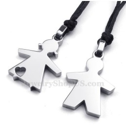 Hans & Hennes Silver Titanhänge Halsband (Gratis Kedja) (Ett Par)