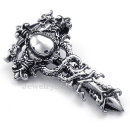 Titanhalsband Med Dubbelt Drakehänge (Gratis Kedja)