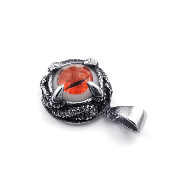 Rött Kattöga-Halsband I Titan Med Hänge (Gratis Kedja) Rött Kattöga-Halsband I Titan Med Hänge (Gratis Kedja)