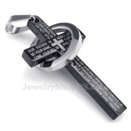 Halsband Med Svart Kors I Titan Med Bibelvers (Gratis Kedja)