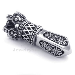 Halsband Med Svart Zirkon Och Titankrona Med Hänge (Gratis Kedja)