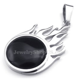 Halsband Med Hänge I Titansilver Med Eldboll (Gratis Kedja)