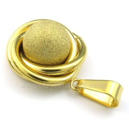 Halsband Med Hänge I Titan Med Guldkula (Gratis Kedja)