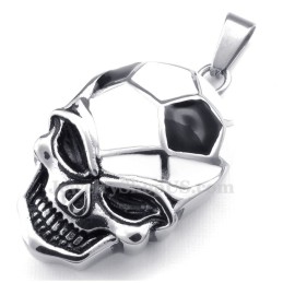 Titanhalsband Med Fotbolls- Och Fotbollsdödskallehänge (Gratis Kedja)