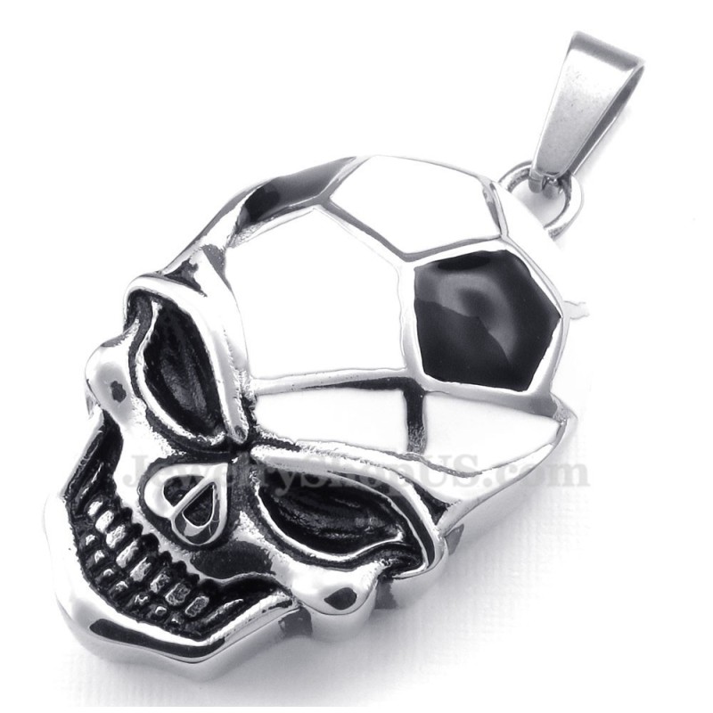 Titanhalsband Med Fotbolls- Och Fotbollsdödskallehänge (Gratis Kedja) Titanhalsband Med Fotbolls- Och Fotbollsdödskallehänge (Gratis Kedja)