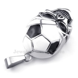 Titanhalsband Med Fotbolls- Och Fotbollsdödskallehänge (Gratis Kedja)
