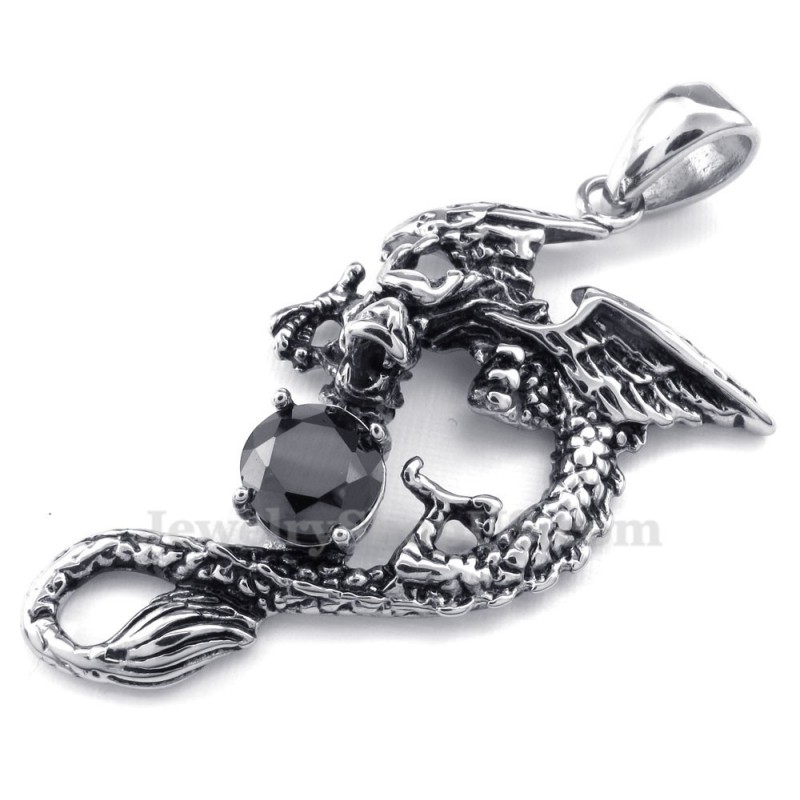 Halsband Med Svart Zirkon Och Titanpterosauriehänge (Gratis Kedja) Halsband Med Svart Zirkon Och Titanpterosauriehänge (Gratis Kedja)