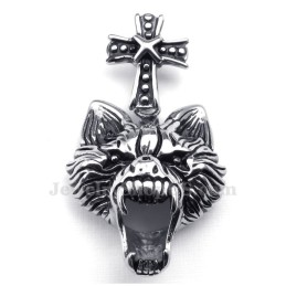 Titanhalsband Med Varghuvud Och Hänge (Gratis Kedja)