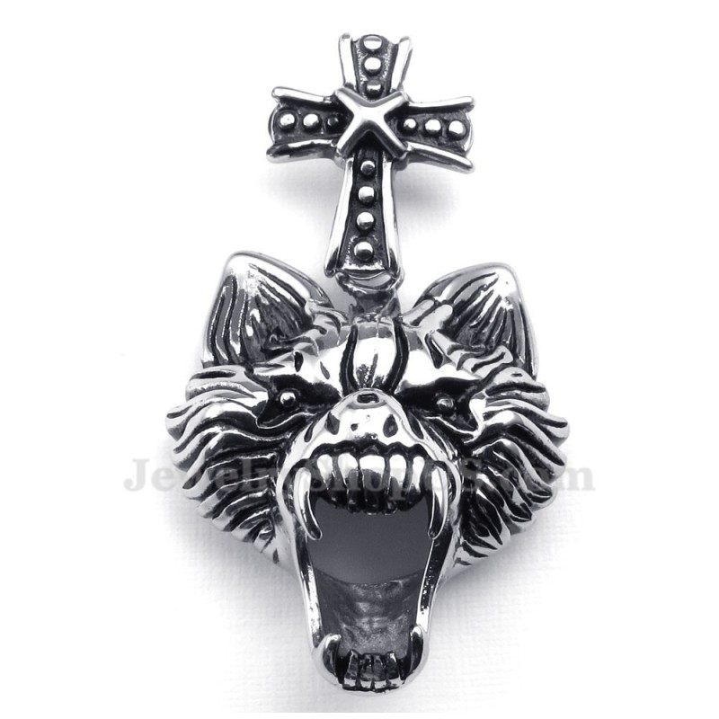 Titanhalsband Med Varghuvud Och Hänge (Gratis Kedja) Titanhalsband Med Varghuvud Och Hänge (Gratis Kedja)