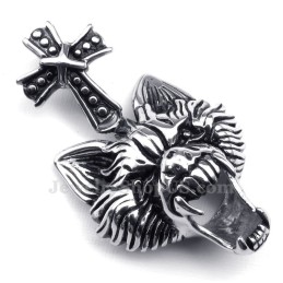 Titanhalsband Med Varghuvud Och Hänge (Gratis Kedja)