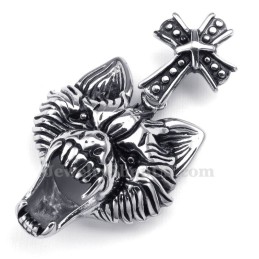 Titanhalsband Med Varghuvud Och Hänge (Gratis Kedja)