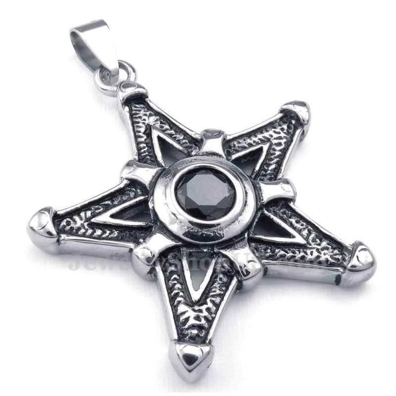 Halsband Med Svart Zirkon Och Titanhänge I Lucky Star-Stil (Gratis Kedja) Halsband Med Svart Zirkon Och Titanhänge I Lucky Star-Stil (Gratis Kedja)