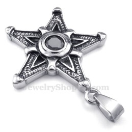 Halsband Med Svart Zirkon Och Titanhänge I Lucky Star-Stil (Gratis Kedja)