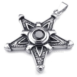 Halsband Med Svart Zirkon Och Titanhänge I Lucky Star-Stil (Gratis Kedja)