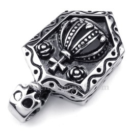 Titanhalsband Med Kejserlig Krona Och Hänge (Gratis Kedja)