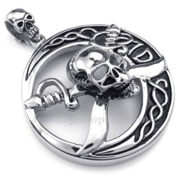 Titanhalsband Med Piratskallehänge (Gratis Kedja)