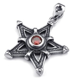 Halsband Med Rött Zirkon-Titanstjärnhänge (Gratis Kedja)