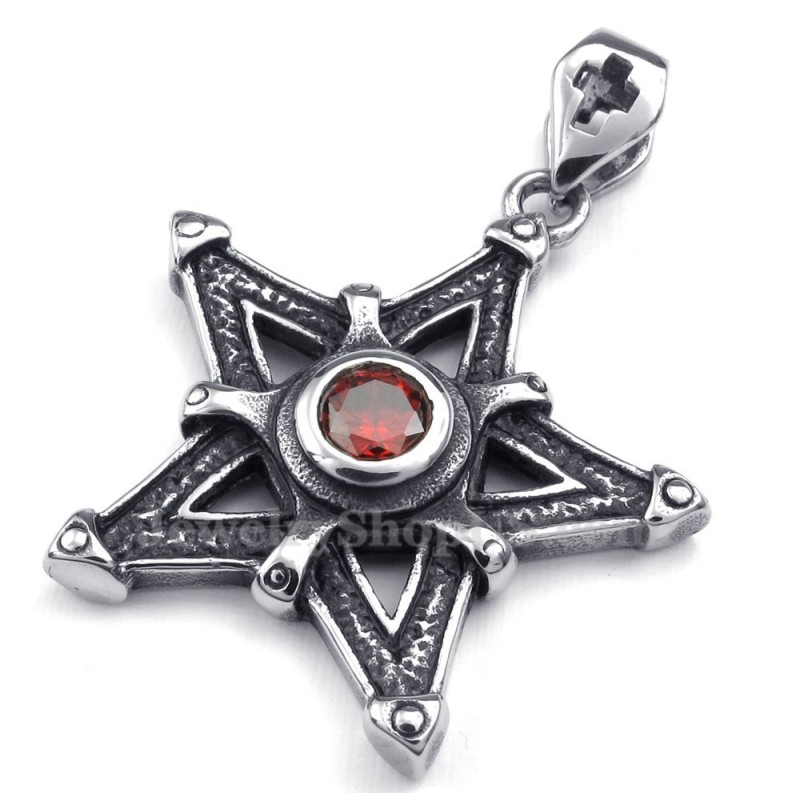 Halsband Med Rött Zirkon-Titanstjärnhänge (Gratis Kedja) Halsband Med Rött Zirkon-Titanstjärnhänge (Gratis Kedja)